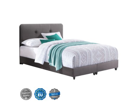ΚΡΕΒΑΤΙ DOLORES ΑΠΟ ΓΚΡΙ ΒΕΛΟΥΔΟ HM637.10 ΓΙΑ ΣΤΡΩΜΑ 150x200 εκ.