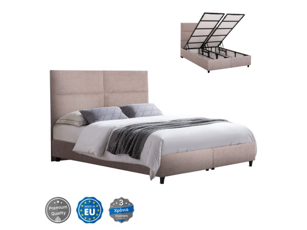 ΚΡΕΒΑΤΙ MILO ΜΕ ΑΠΟΘ.ΧΩΡΟ HM738.22 ΜΠΕΖ ΜΠΟΥΚΛΕ ΥΦΑΣΜΑ ΓΙΑ ΣΤΡΩΜΑ 140x200εκ