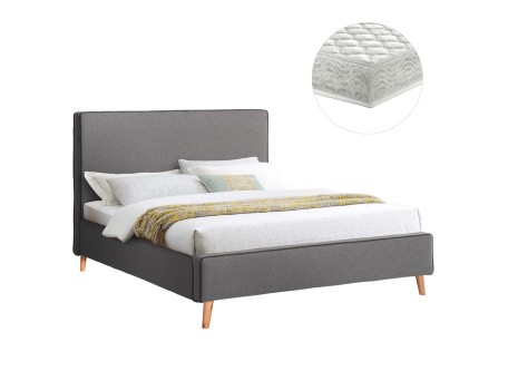 ΚΡΕΒΑΤΙ ΜΕ ΣΤΡΩΜΑ INDRA HM21280.01 ΓΚΡΙ ΥΦΑΣΜΑ--ΓΙΑ 160x200εκ