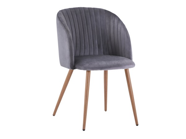 ΠΟΛΥΘΡΟΝΑΚΙ LEAH HM8543.01 ΜΕ ΒΕΛΟΥΔΟ ΓΚΡΙ ΚΑΙ ΜΕΤΑΛΛΙΚΑ ΠΟΔΙΑ  51x58x81Υ εκ.