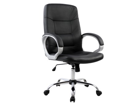 ΚΑΡΕΚΛΑ ΓΡΑΦΕΙΟΥ IVERN HM1024.01 ΜΑΥΡΗ ΔΙΕΥΘΥΝΤΙΚΗ ΜΕ ΠΟΔΙ ΧΡΩΜΙΟΥ 64x55x112-120Υ εκ.