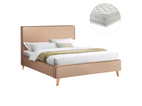 ΚΡΕΒΑΤΙ ΜΕ ΣΤΡΩΜΑ INDRA HM21280.02 ΜΠΕΖ ΥΦΑΣΜΑ--ΓΙΑ 160x200εκ