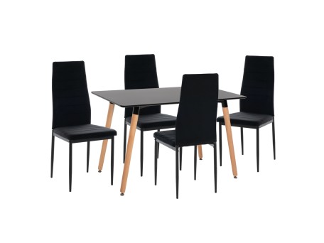 ΣΕΤ ΤΡΑΠΕΖΑΡΙΑΣ 5ΤΜΧ MINIMAL HM21173 MDF TOP ΜΑΥΡΟ-ΒΕΛΟΥΔΟ & ΜΕΤΑΛΛΟ ΜΑΥΡΟ