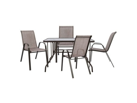 ΣΕΤ ΤΡΑΠΕΖΑΡΙΑΣ ΕΞ.ΧΩΡΟΥ 5ΤΜΧ HM5193.02 ΜΕ 4 ΚΑΡΕΚΛΕΣ & ΤΡΑΠΕΖΙ 110Χ60 ΚΑΦΕ