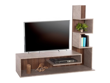 ΣΥΝΘΕΤΟ ΤΗΛΕΟΡΑΣΗΣ EDELIE HM8908.14 ΜΕΛΑΜΙΝΗ ΓΚΡΙ STONE TEXTURE-ΦΥΣΙΚΟ 150x29,5x120Υεκ.