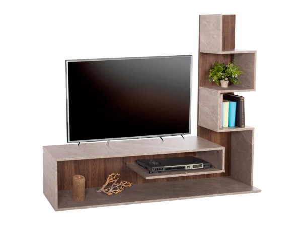 ΣΥΝΘΕΤΟ ΤΗΛΕΟΡΑΣΗΣ EDELIE HM8908.14 ΜΕΛΑΜΙΝΗ ΓΚΡΙ STONE TEXTURE-ΦΥΣΙΚΟ 150x29,5x120Υεκ.