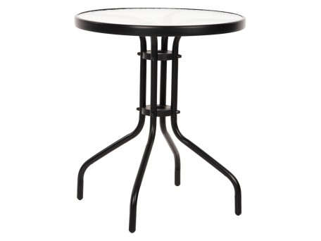 ΤΡΑΠΕΖΙ LIMA Φ60x68Υεκ. ΜΕΤΑΛΛΙΚΟ ΜΑΥΡΟ ΜΕ ΓΥΑΛΙΝΗ ΕΠΙΦΑΝΕΙΑ HM5079.03