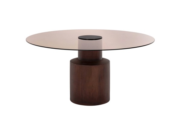 ΤΡΑΠΕΖΙ ΣΑΛΟΝΙΟΥ SUNNET HM9670 ΞΥΛΟ MANGO ΚΑΦΕ-ΓΥΑΛΙΝΟ TOΠ Φ80x41Y εκ.