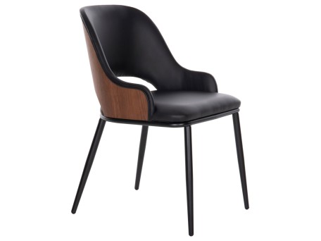 ΚΑΡΕΚΛΑ DELF HM9617.03 PU ΜΑΥΡΟ-ΜΑΥΡΑ ΜΕΤΑΛ. ΠΟΔΙΑ-ΞΥΛΙΝΗ ΠΛΑΤΗ ΚΑΡΥΔΙ 48x55x76Υεκ.