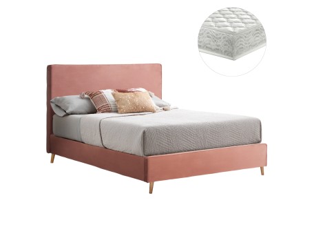 ΚΡΕΒΑΤΙ ΜΕ ΣΤΡΩΜΑ INDRA HM21280.03 ΣΑΠΙΟ ΜΗΛΟ ΒΕΛΟΥΔΟ--ΓΙΑ 160x200εκ