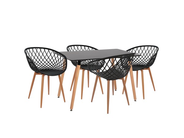 ΣΕΤ ΤΡΑΠΕΖΑΡΙΑΣ 5ΤΜΧ ARIADNE HM21174 MDF TOP & ΠΟΛΥΠΡΟΠΥΛΕΝΙΟ ΣΕ ΜΑΥΡΟ