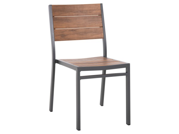 ΚΑΡΕΚΛΑ ΑΛΟΥΜΙΝΙΟΥ SAGA HM6063.02 ΣΚΟΥΡΟ ΓΚΡΙ ΜΕ POLYWOOD 46x52x86Υεκ.