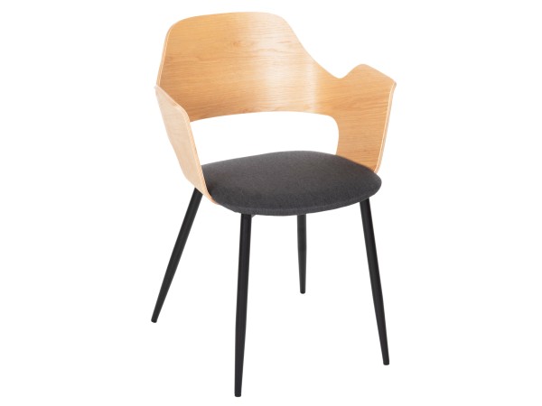 ΚΑΡΕΚΛΑ VELP HM9616.02 ΞΥΛΟ ΣΕ ΦΥΣΙΚΟ-ΓΚΡΙ ΥΦΑΣΜΑ-ΜΑΥΡΑ ΜΕΤΑΛ. ΠΟΔΙΑ 55,5x50x79Υεκ.