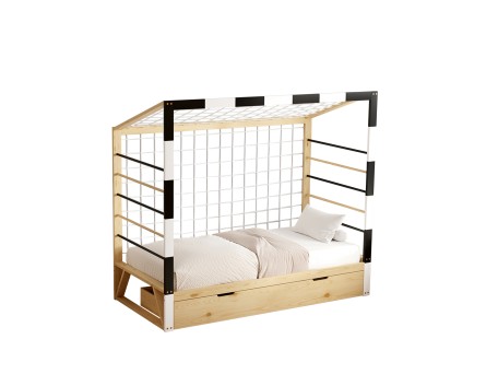 ΚΡΕΒΑΤΙ ΠΑΙΔΙΚΟ τ.MONTESSORI ΜΕ ΣΥΡΤΑΡΙ GOALIE HM700 ΞΥΛΟ ΠΕΥΚΟΥ ΦΥΣΙΚΟ-ΛΕΥΚΟ-ΜΑΥΡΟ- 190x90εκ