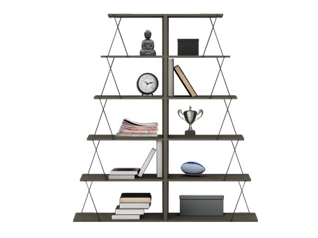 ΣΕΤ ΒΙΒΛΙΟΘΗΚΕΣ 2ΤΜΧ MINI TARS HM11772.13 ΜΕΛΑΜΙΝΗ OLIVE GREY-ΜΑΥΡΕΣ ΒΕΡΓΕΣ 65x24x146Υεκ.(x2)