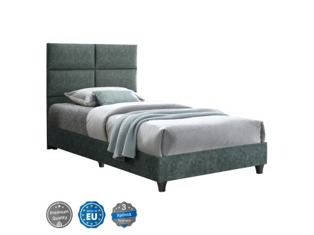 ΚΡΕΒΑΤΙ MILO ΑΠΟ ΠΡΑΣΙΝΟ ΥΦΑΣΜΑ τύπου NUBUCK HM652.27 ΓΙΑ ΣΤΡΩΜΑ 90x200 εκ.