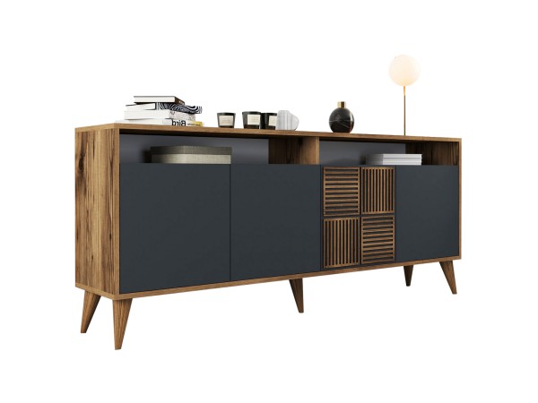 ΜΠΟΥΦΕΣ ΜΕΛΑΜΙΝΗΣ ΣΕ ΚΑΡΥΔΙ ΜΕ ΑΝΘΡΑΚΙ ΠΟΡΤΕΣ 180x35x78.6Υεκ.HM9431.01