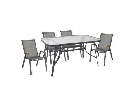 ΣΕΤ ΤΡΑΠΕΖΑΡΙΑΣ 5ΤΜΧ BRUNO HM10729.01 ΚΑΡΕΚΛΕΣ ΜΕΤΑΛΛΙΚΕΣ & ΤΡΑΠΕΖΙ 140x80εκ ΓΚΡΙ