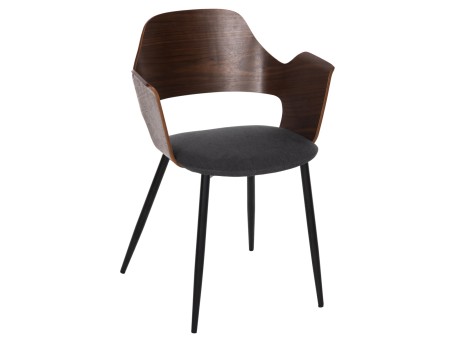 ΚΑΡΕΚΛΑ VELP HM9616.04 ΞΥΛΟ ΣΕ ΚΑΡΥΔΙ-ΓΚΡΙ ΥΦΑΣΜΑ-ΜΑΥΡΑ ΜΕΤΑΛ. ΠΟΔΙΑ 55,5x50x79Υεκ.