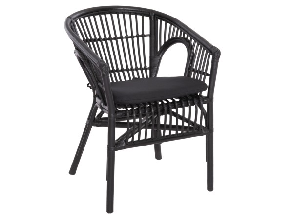 ΠΟΛΥΘΡΟΝΑ DAMPAR HM9929.03 RATTAN & ΜΑΞΙΛΑΡΙ ΣΕ ΜΑΥΡΟ 58x63x79Υεκ.