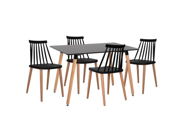ΣΕΤ ΤΡΑΠΕΖΑΡΙΑΣ 5ΤΜΧ MINIMAL HM21178 MDF TOP ΣΕ ΜΑΥΡΟ-ΣΚΕΛΕΤΟΣ ΣΕ ΦΥΣΙΚΟ ΞΥΛΟΥ