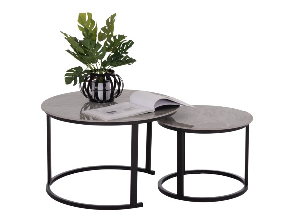 ΤΡΑΠΕΖΙ ΣΑΛΟΝΙΟΥ 2ΤΜΧ TALOS HM18140.04 ΚΕΡΑΜΙΚΟ TOP ΜΕ ΟΨΗ ΓΚΡΙ ΜΑΡΜΑΡΟΥ Φ70+Φ50