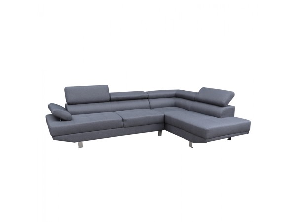 ΚΑΝΑΠΕΣ ΓΩΝΙΑ ΔΕΞΙΑ GORO HM3085.10R ΓΚΡΙ ΥΦΑΣΜΑ 270x200x87Y εκ.