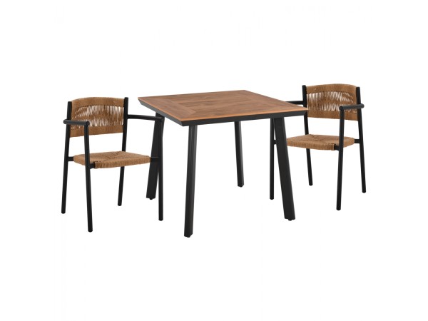 ΣΕΤ ΤΡΑΠΕΖΑΡΙΑ 3ΤΜΧ ΤΡΑΠΕΖΙ ΑΛΟΥΜΙΝΙΟΥ 80X80 & ΠΟΛΥΘΡΟΝΕΣ ΑΝΘΡΑΚΙ HM11444