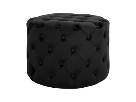 ΣΚΑΜΠΟ KASSIE ΜΑΥΡΟ ΒΕΛΟΥΔΟ ΤΥΠΟΥ CHESTERFIELD HM8406.04 Φ60x43Υ εκ.