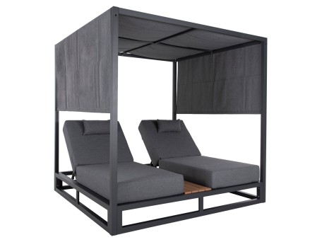 ΔΙΠΛΗ ΞΑΠΛΩΣΤΡΑ ΑΛΟΥΜΙΝΙΟΥ ΠΑΡΑΛΙΑΣ ΜΕ ΣΚΙΑΣΤΡΟ ΚΥΒΟΣ GALLANT HM6097.01 ΓΚΡΙ 2x2x2μ