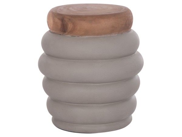 ΤΡΑΠΕΖΙ ΒΟΗΘΗΤΙΚΟ PUFFAT HM18172.03 FIBER CEMENT ΓΚΡΙ- ΞΥΛΟ TEAK TOP Φ45x46Υεκ.