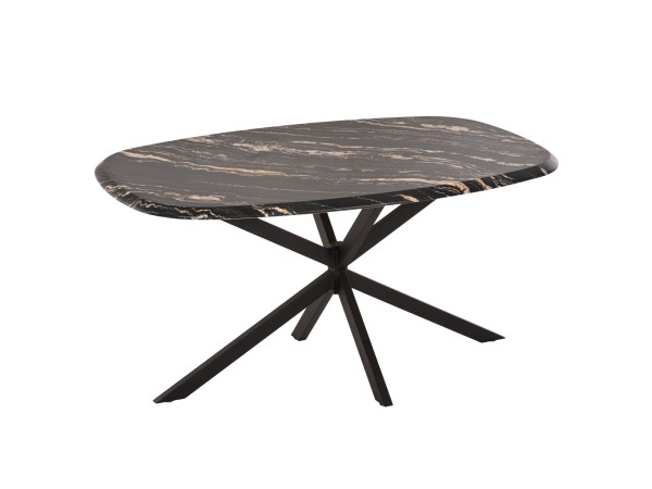 ΤΡΑΠΕΖΙ ΟΒΑΛ RODDEN HM11903.02 ΜΕ WERZALIT BLACK/GOLD MARBLE-ΜΑΥΡΗ ΒΑΣΗ 146x94x75Υεκ
