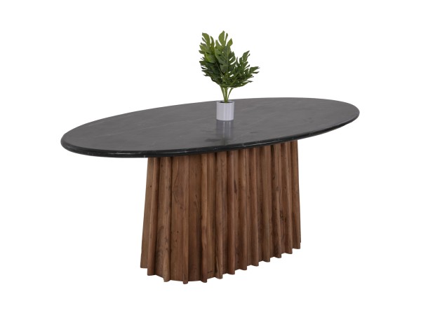 ΤΡΑΠΕΖΙ ΤΡΑΠΕΖΑΡΙΑΣ ΟΒΑΛ DRAXX HM9689 ΜΑΣΙΦ ΑΚΑΚΙΑ-ΜΑΥΡΟ ΜΑΡΜΑΡΟ 200x100x76Υεκ.