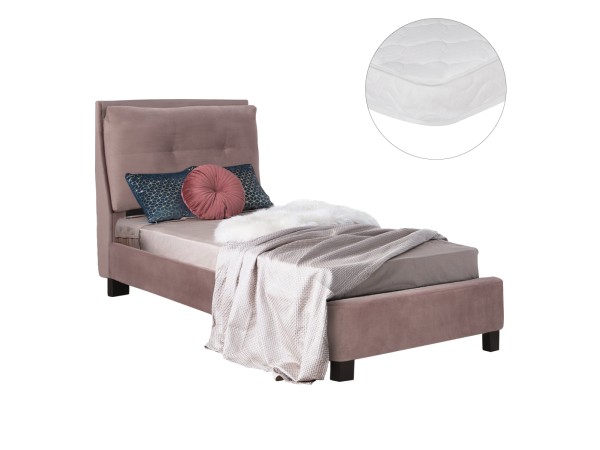 ΚΡΕΒΑΤΙ ΜΕ ΣΤΡΩΜΑ RILEY HM21282.02 ΣΑΠΙΟ ΜΗΛΟ ΒΕΛΟΥΔΟ--ΓΙΑ 90x200εκ