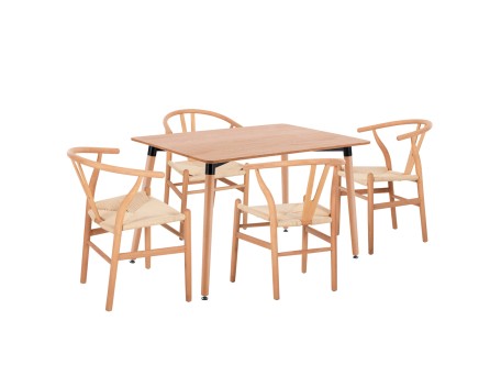 ΣΕΤ ΤΡΑΠΕΖΑΡΙΑΣ 5ΤΜΧ BRAVE HM21182 MDF TOP-ΞΥΛΟ ΟΞΙΑΣ & PAPER ROPE ΣΕ ΦΥΣΙΚΟ