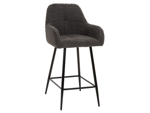 ΣΚΑΜΠΟ ΜΕΣΑΙΟΥ ΥΨΟΥΣ STRIKE HM8592.01 ΥΦΑΣΜΑ TEDDY ΓΚΡΙ-ΜΑΥΡΑ ΜΕΤΑΛΛΙΚΑ ΠΟΔΙΑ 50x50x94,5Υεκ.