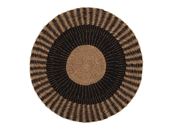 ΧΑΛΙ ΣΤΡΟΓΓΥΛΟ KIRKI HM7845 ΑΠΟ ΦΥΣΙΚΕΣ ΙΝΕΣ SEAGRASS ΜΑΥΡΟ-ΦΥΣΙΚΟ Φ200εκ.