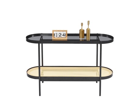 ΚΟΝΣΟΛΑ SEITZ HM18032 ΓΥΑΛΙ TOP-ΜΕΤΑΛΛΟ-RATTAN ΣΕ ΦΥΣΙΚΟ 120x43x76,5Υεκ.