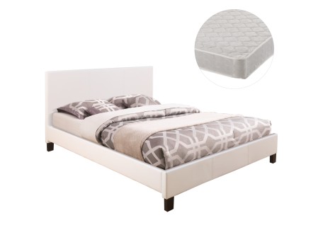ΚΡΕΒΑΤΙ ΜΕ ΣΤΡΩΜΑ BECCA HM21283.01 ΛΕΥΚΟ PU--ΓΙΑ 150x200εκ