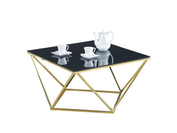 ΤΡΑΠΕΖΙ ΣΑΛΟΝΙΟΥ WILLOW HM8613.02 ΜΕ ΜΑΥΡΟ ΓΥΑΛΙ ΚΑΙ ΕΠΙΧΡΥΣΗ ΒΑΣΗ 80X80X45 EK.