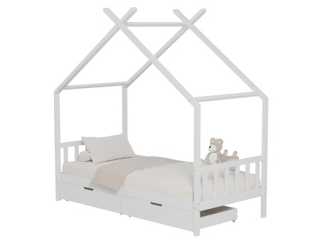 ΚΡΕΒΑΤΙ ΠΑΙΔΙΚΟ KLARICE HM680.03 τ.MONTESSORI-2 ΣΥΡΤΑΡΙΑ-ΞΥΛΟ ΠΕΥΚΟΥ ΛΕΥΚΟ-190x90εκ