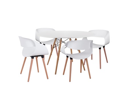 ΣΕΤ ΤΡΑΠΕΖΑΡΙΑΣ 5ΤΜΧ MAGGIE HM21186 MDF TOP & ΠΟΛΥΠΡΟΠΥΛΕΝΙΟ ΣΕ ΛΕΥΚΟ ΧΡΩΜΑ
