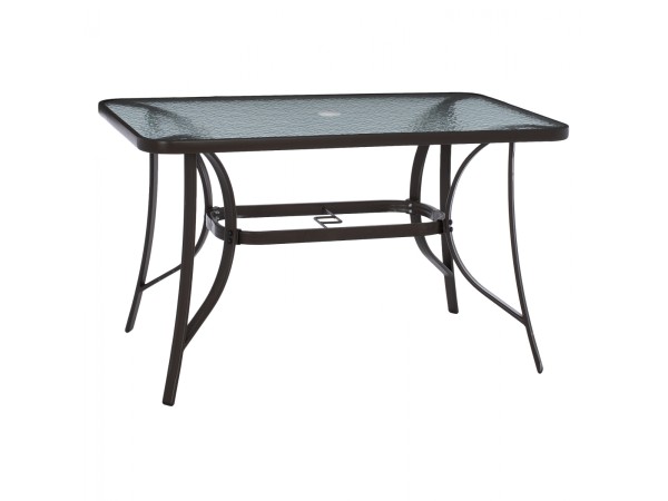 ΤΡΑΠΕΖΙ BRAVO ΜΕΤΑΛΛΙΚΟ ΚΑΦΕ ΓΥΑΛ.ΕΠΙΦΑΝΕΙΑ ΜΕ ΤΡΥΠΑ ΟΜΠΡΕΛΑΣ 120Χ70Χ72Υεκ.HM5021.12