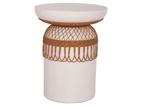 ΤΡΑΠΕΖΙ ΤΡΑΠΕΖΑΡΙΑΣ PRILEP HM18159.02 FIBER CEMENT ΛΕΥΚΟ & RATTAN--Φ60x76,5Υεκ