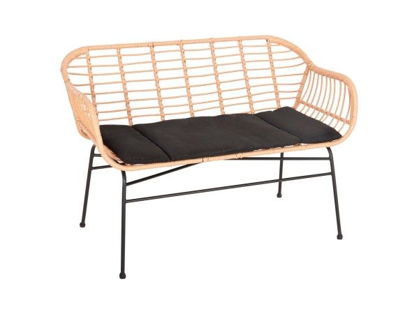 ΠΑΓΚΑΚΙ ΜΕ ΜΠΡΑΤΣΑ ALLEGRA HM6077 ΜΑΥΡΟ ΜΕΤΑΛΛΟ-ΜΠΕΖ ΣΥΝΘ.RATTAN 120x62x80Υεκ.