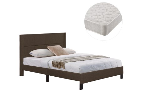 ΚΡΕΒΑΤΙ ΔΙΠΛΟ & ΣΤΡΩΜΑ TRILLOP HM21202.13 ΚΑΦΕ ΥΦΑΣΜΑ--ΓΙΑ 160x200εκ