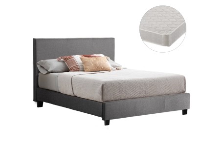 ΚΡΕΒΑΤΙ ΜΕ ΣΤΡΩΜΑ BECCA HM21283.04 ΓΚΡΙ ΥΦΑΣΜΑ--ΓΙΑ 150x200εκ