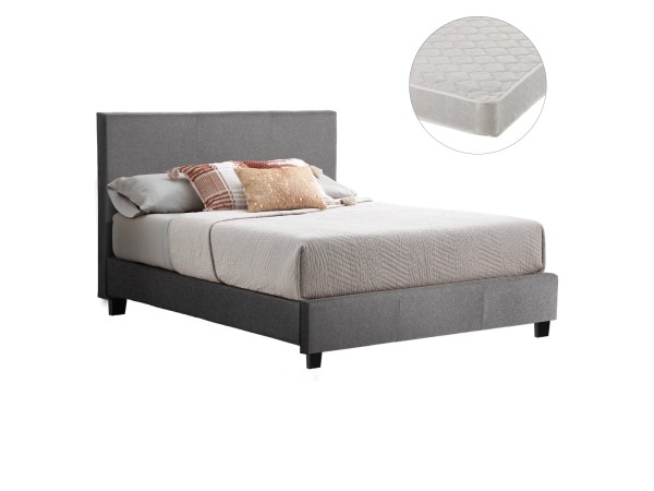 ΚΡΕΒΑΤΙ ΜΕ ΣΤΡΩΜΑ BECCA HM21283.04 ΓΚΡΙ ΥΦΑΣΜΑ--ΓΙΑ 150x200εκ