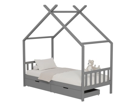 ΚΡΕΒΑΤΙ ΠΑΙΔΙΚΟ KLARICE HM680.05 τ.MONTESSORI-2 ΣΥΡΤΑΡΙΑ- ΞΥΛΟ ΠΕΥΚΟΥ ΓΚΡΙ-190x90εκ