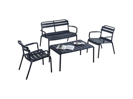 ΣΕΤ ΣΑΛΟΝΙ ΕΞΩΤΕΡΙΚΟΥ ΧΩΡΟΥ 4ΤΜΧ KORVER HM21096.02 ΠΟΛΥΠΡΟΠΥΛΕΝΙΟ ΜΑΥΡΟ